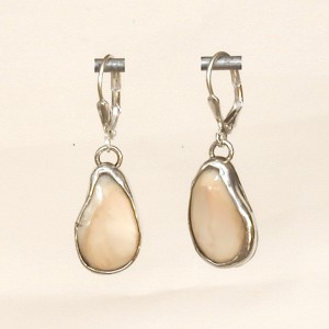 silver gold stone earring